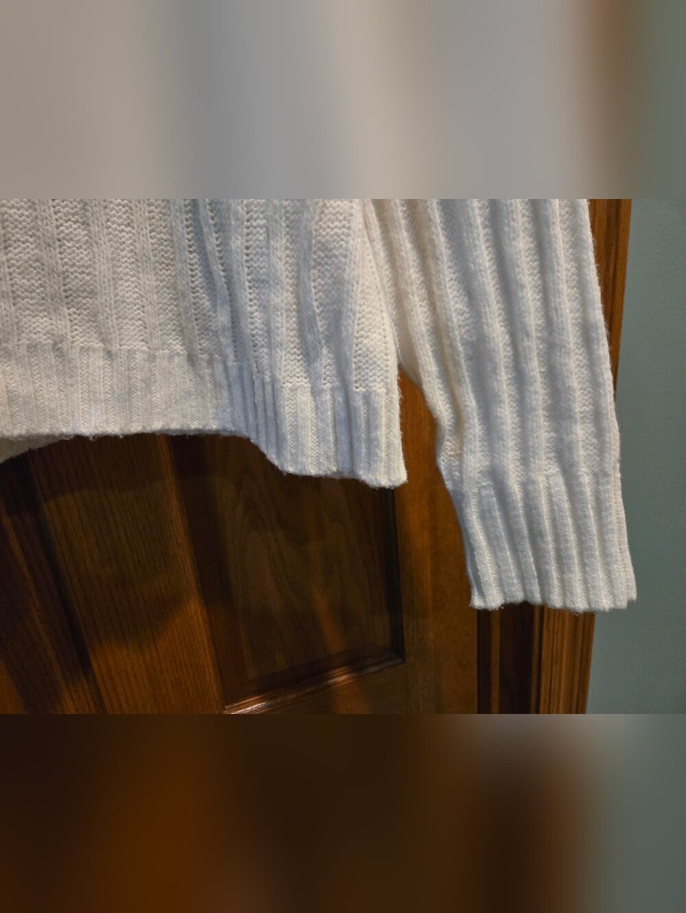 Time and Tru Cream Ribbed Cowl Neck Sweater - Picture 10 of 15